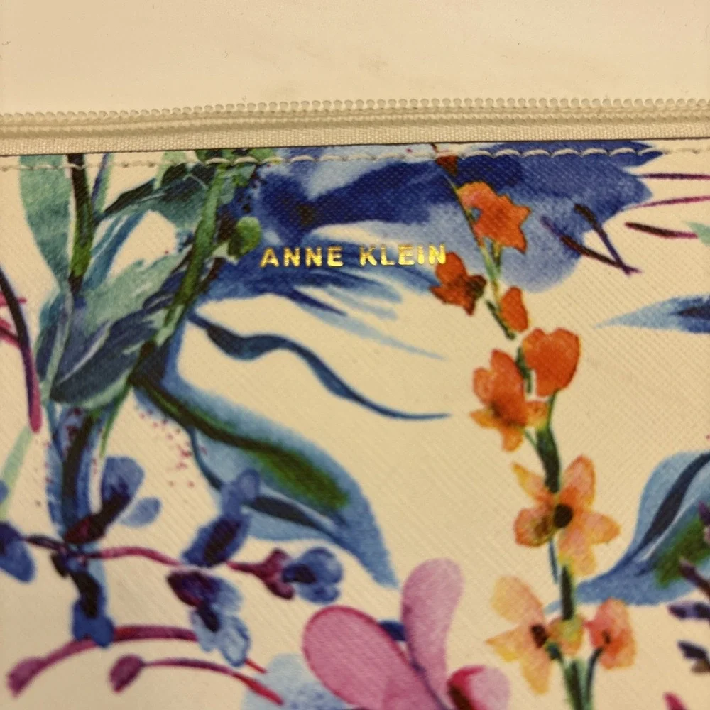 Anne Klein Colorful Watercolor Floral Wristlet Purse Bag Gold Hardware 10.5x7.5